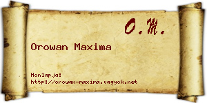 Orowan Maxima névjegykártya
